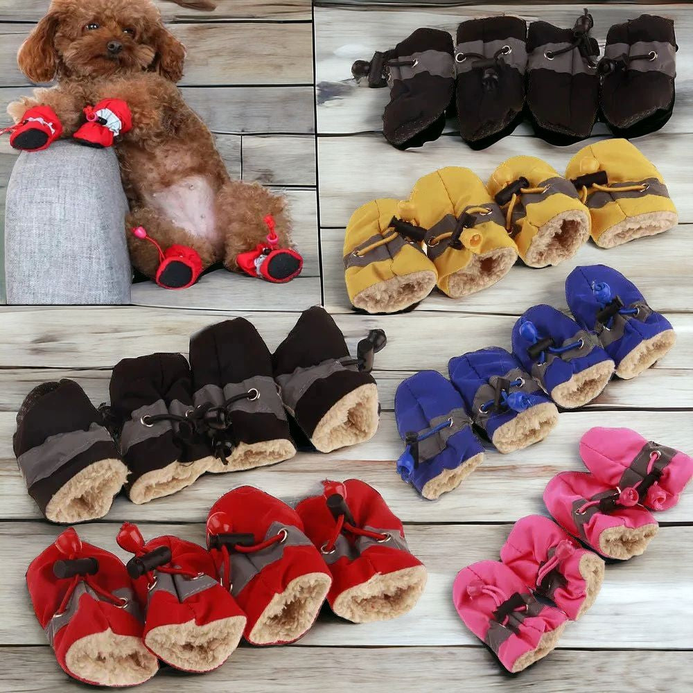 4pcs Antiskid Puppy Shoes for winter