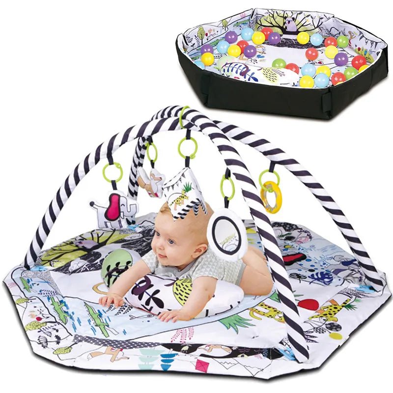 New Multifunctional Fitness Frame Round Play Crawling Mat 0-12 Months Baby Puzzle Game Blanket Fun Sounding Pendant Gift For Kid - Cheapstuff2.com