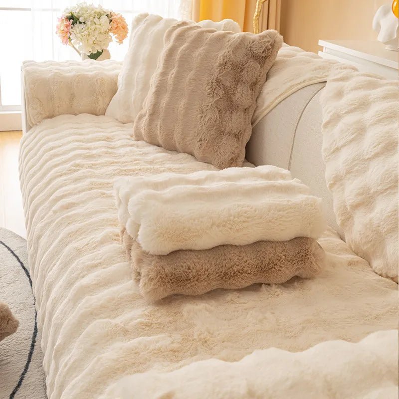 Rabbit Plush Sofa Cover Winter Thickening - Cheapstuff2.com